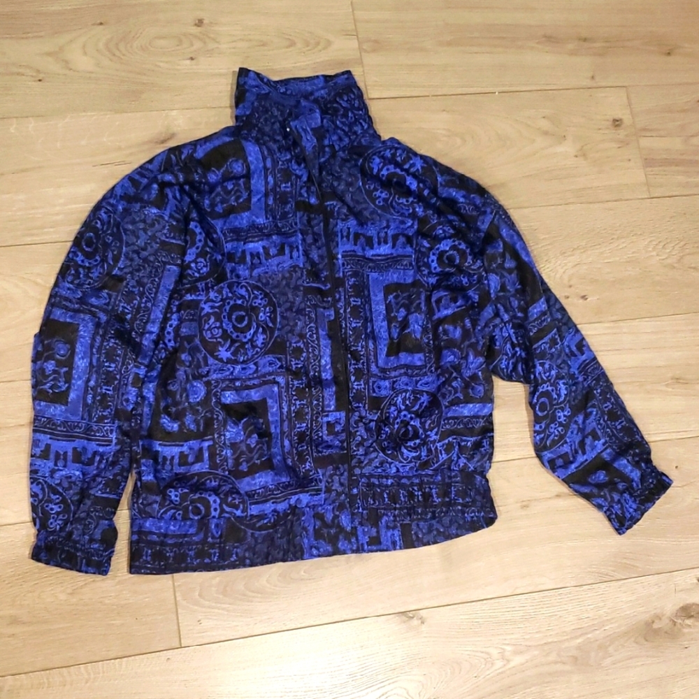 Vibrant Blue and Black Patterned Jacket